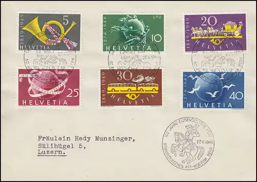 Suisse 519-521 Eidverband Post et 522-524 UPU sur-Lettre SSt BERN 27.5.49