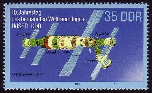 3192 Gemeinsamer Weltraumflug UdSSR-DDR 35 Pf II **