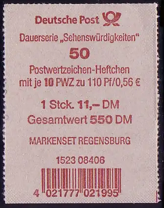 42 MH Regensburg, Blisterdeckel mit Doppelwährung