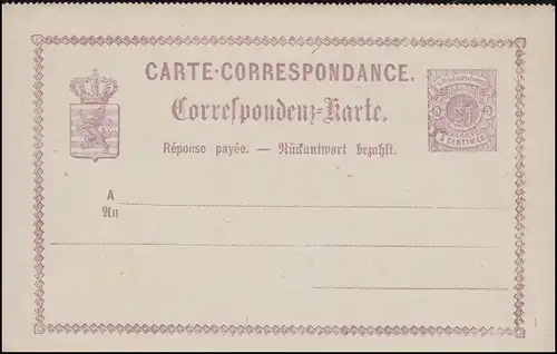 Luxemburg Postkarte P 10 Wappen im Kreis Doppelkarte 5/5 C., ungebraucht **