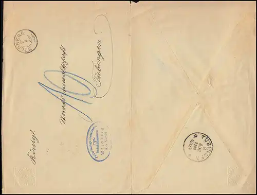 Enveloppe de service DU 6 séparée et utilisée 2 fois NAGOLD 9.7.1900 après Wildberg