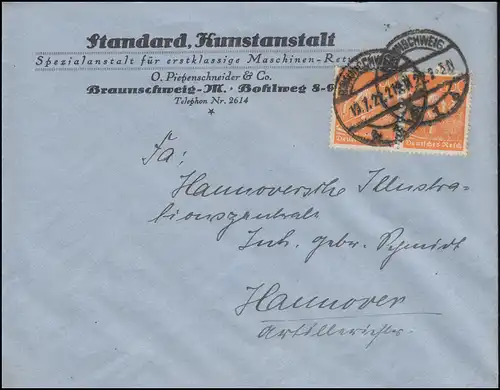 189 Schneider 150 p. dans la paire MeF Lettre BRANSCHWEIG 19.7.1922 à Hanovre