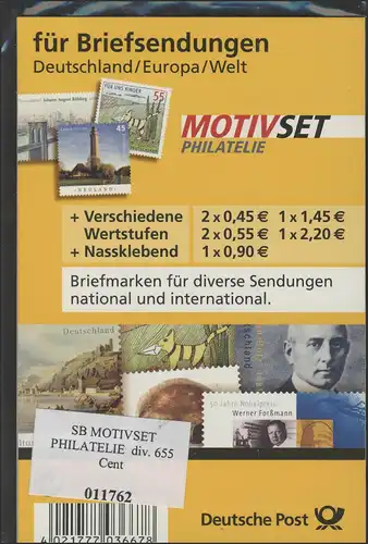 MOTIVSET für Briefe/D, Europa, Welt 2007, Postpreis 6,55 Euro - mit Label **