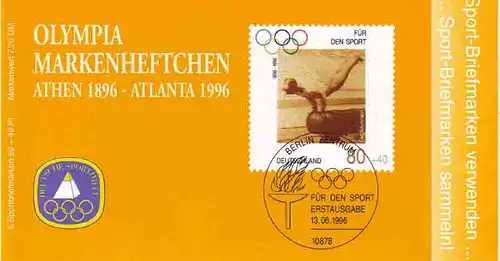 Sport 1996 Olympiasieger Carl Schumann 80 Pf 6x1861, ESSt Berlin