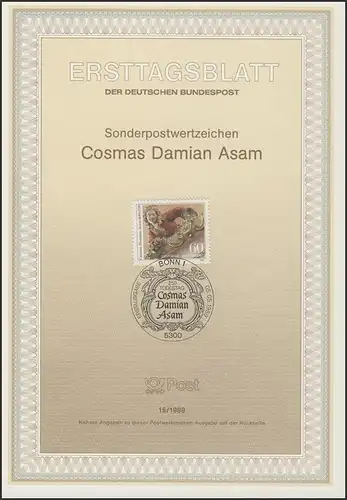 ETB 15/1989 Cosmas Damian Asam, Maler, Baumeister