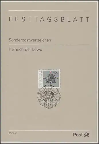 ETB 23/1995 Heinrich der Löwe, Herzog Bayern, Sachsen