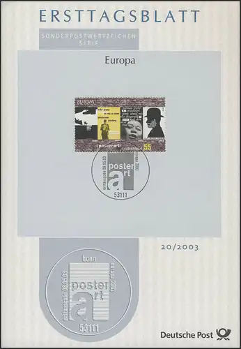 ETB 20/2003 Kunst EUROPA Poster-Art