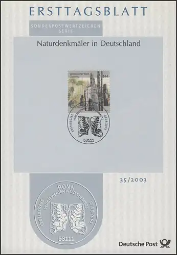 ETB 35/2003 Naturdenkmäler, Versteinerter Wald Chemnitz