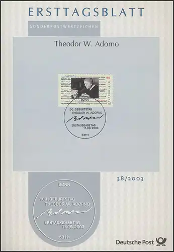 ETB 38/2003 Theodor W. Adorno, Philosoph