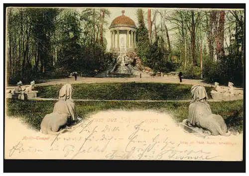 AK Gruse de Schwetzingen Temple Apollo, 31.7.1899 selon RUHRORT 1.8.99