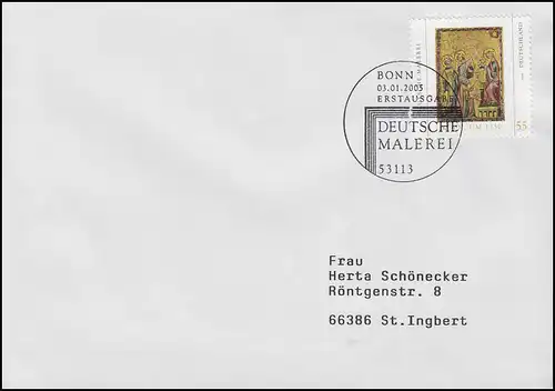 2437 Deutsche Malerei: Kölner Tafelgemälde Anbetung, FDC ESSt Bonn 3.1.2005