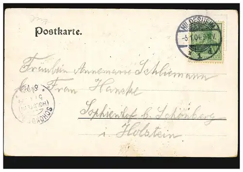 AK Hildesheim: Lot à l'intérieur, 5.1.1904 vers SCHÖNBERG (HOLSTEIN) 5.1.04