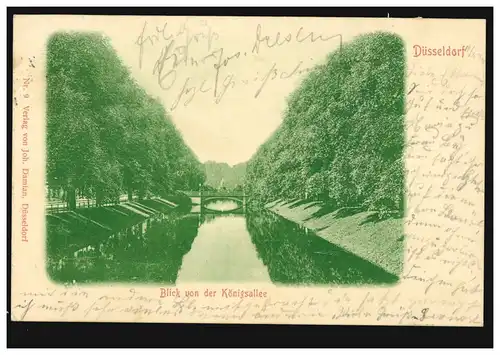 AK Düsseldorf: Vue depuis l'Avenue royale, 14.6.1900 vers RUHRORT 15.6.00