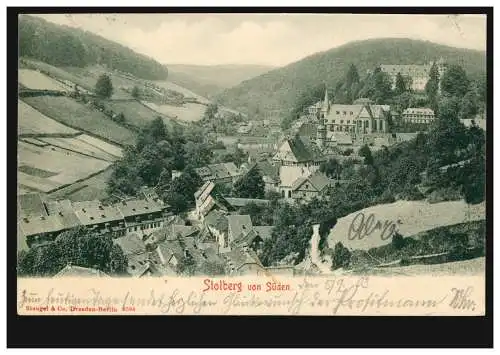 AK Stolberg du sud, STOLBERG (HARZ) 5.9.1903 vers CASSEL 1 AVENIR 5/9.03