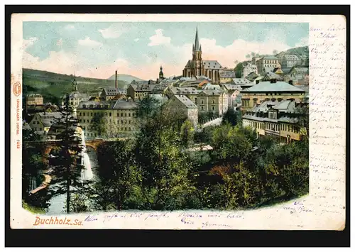 AK Buchholz / Sachsen: Panorama, ANNABERG (ERZGEB.) 31.5.1904 nach EISENACH 1.6.