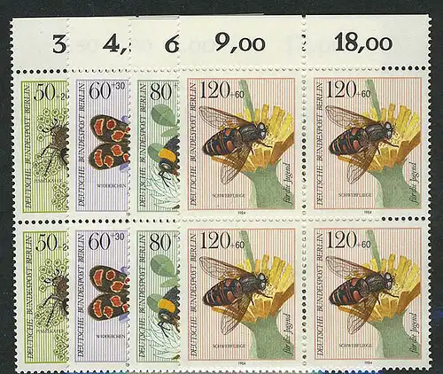 712-715 Jugend Bestäuberinsekten 1984, OR-Vbl Satz **