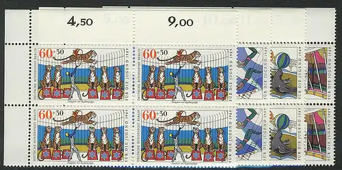 838-841 Jugend Zirkus 1989, E-Vbl o.l. Satz **