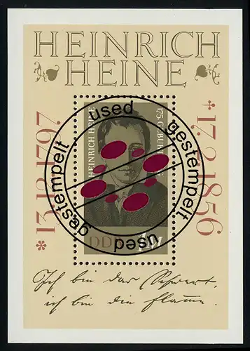 Block 37 Heinrich Heine 1972, mit Tagesstempel