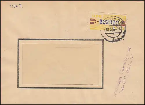 25-L Service-B Billett avec un petit numéro 222313 Lettre Compteur chimique BERLIN 1959