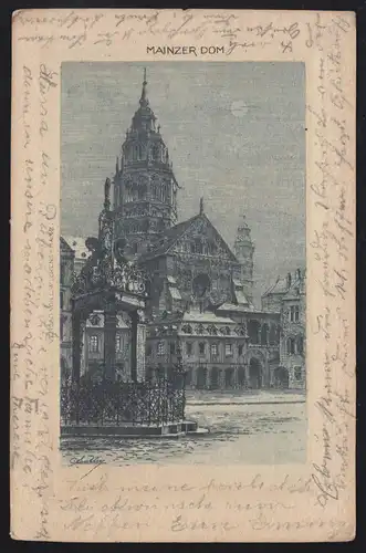 AK Mainzer Dom, point de vue de MAINZ 5.5.1899 vers MANNHEIM 5.5,99