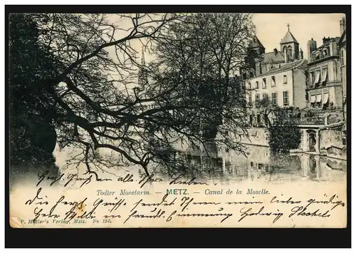 France AK Metz: Toder Moselarm, METZ 24.9.1902 vers HANOVER 25.9.02