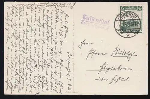 Landpost-Stempel Luisenthal über OHRDRUF 7.9.1935 auf passender AK Schutzhaus