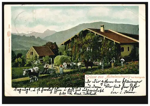 Landpost-Stempel Posthilfstelle Schwaiganger Taxe Murnau 16.7.1904 auf AK