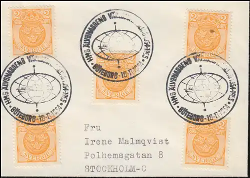 Schweden Schiffspost Minenleger HMS Älvsnabben Göteborg Brief 10.11.1954