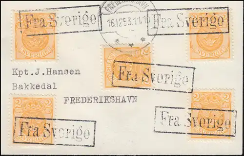 Schweden Schiffspost / Hafenpostamt oder Fähre: Brief R1 "Fra Sverige" 16.12.53