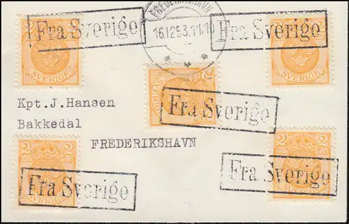 Suède Poste maritime / Bureau de poste portuaire ou ferry: Lettre R1 "Fra Sverige" 16.12.53