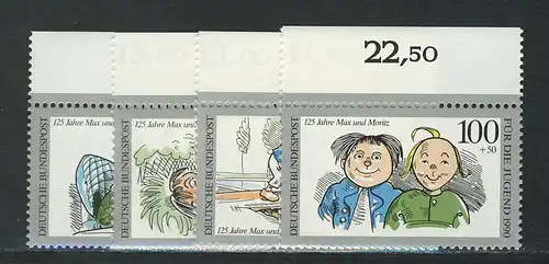 1455-1458 Jeunesse Max et Moritz 1990, Oberrand, Set **