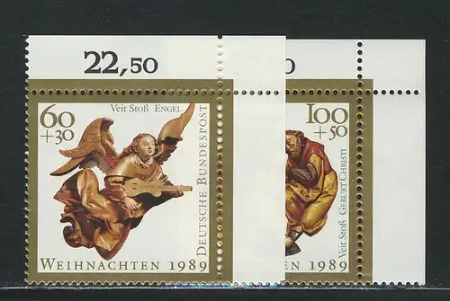 1442-1443 Weihnachten 1989, Ecke o.r. Satz **