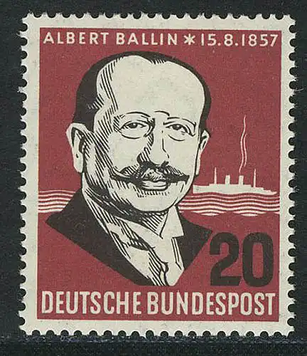 266v Albert Ballin, geriffelte Gummierung, ** postfrisch