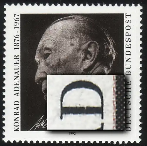 1601 Adenauer mit PLF Kerbe D von ADENAUER, Feld 15, **