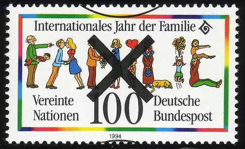 1711 Jahr der Familie, amtliche Andreaskreuz-Entwertung