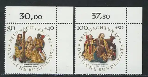 1707-1708 Weihnachten 1993, Ecke o.r. Satz **