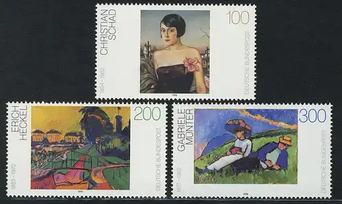 1748-1750 Deutsche Malerei 1994, Satz Schad - Heckel - Münter - postfrisch **