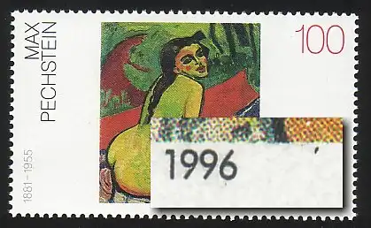 1843 Pechstein avec PLF noir tache à droite à côté de 1996, case 7, **