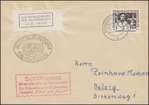 Poste naval Brandenburg-Potsdam par bateau-moteur BRANDENBURG / HAVEL 5.5.1957