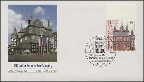 2713 Hôtel de ville Frankenberg / Eder - collant humide sur FDC ESSt Berlin