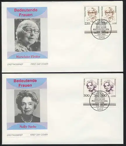 2158-2159 Frauen Fleißer und Sachs 2000 - als Paare auf 2 FDC ESSt Berlin