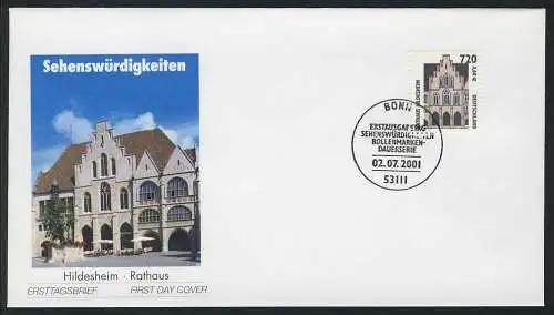 2197 SVK 720/3,68 Hildesheim 2001 FDC Bonn