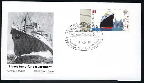 2412 Dampfer Bremen, naßklebend FDC Bremerhaven