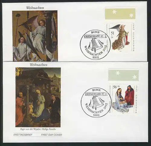 2285-2286 Weihnachten 2002 - Satz auf 2 FDC Bonn