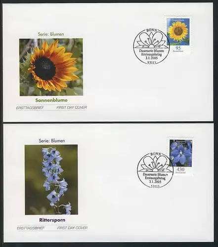 2434-2435 Fleurs 0,95 et 4,30 Euro 2005 - Taux à 2 FDC ESSt Bonn