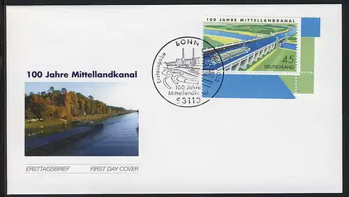 2454 Mittellandkanal FDC Osnabrück