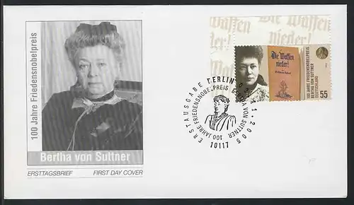 2495 Friedensnobelpreis an Bertha von Suttner auf FDC Berlin