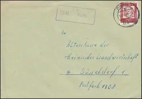 Landpost-Stempel 5541 Roth auf Brief, PRUM 1 - 15.11.1963