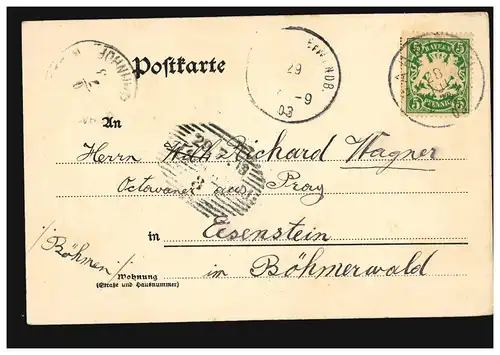 AK Gruss de Garmisch Partie avec les Alpes, 28.7.1913 vers FERSENSTEIN 29.7.13