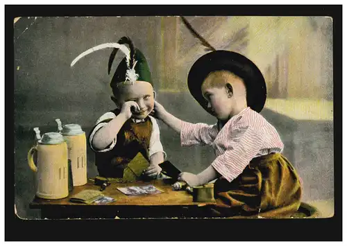 Kinder-AK Kartenspiel - Der Sieger und der Gewinner, BRAMSCHE 12.9.1912